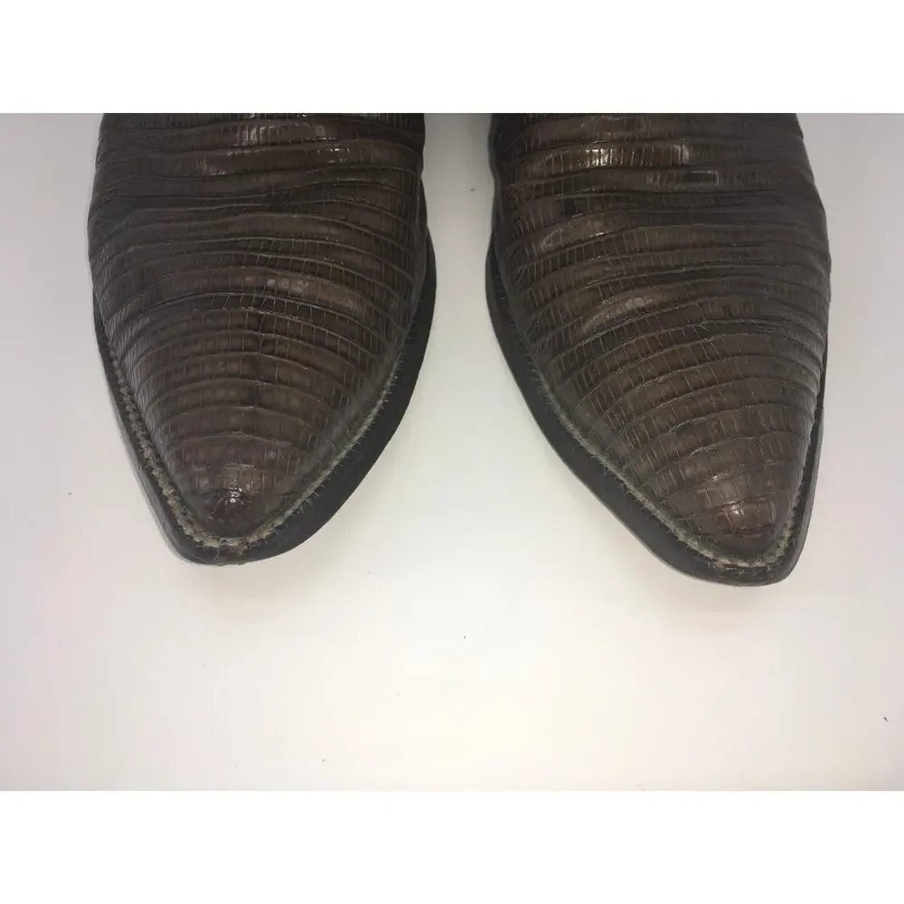 Vintage Justin Teju Lizard Leather Exotic Cowboy Boot Mens 9D 2867 Western READ